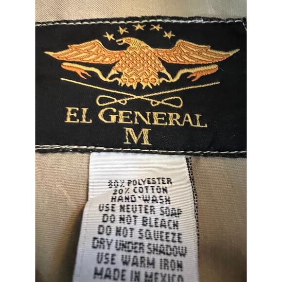 El General Men’s Western Tan Charro Shirt w/ Braided Trim, M - Picture 4 of 5